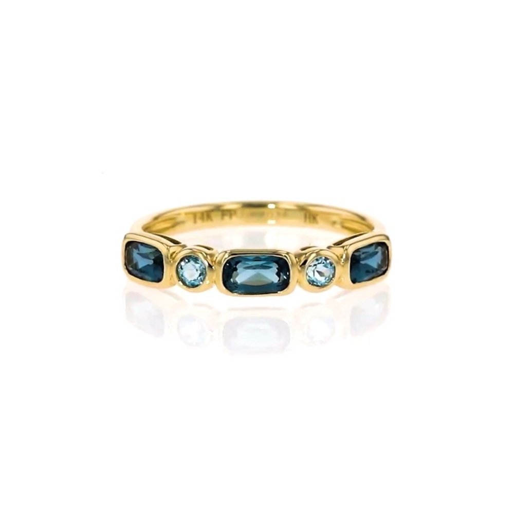 .90 ct. t.w. London and Sky Blue Topaz Ring in 14kt Yellow Gold